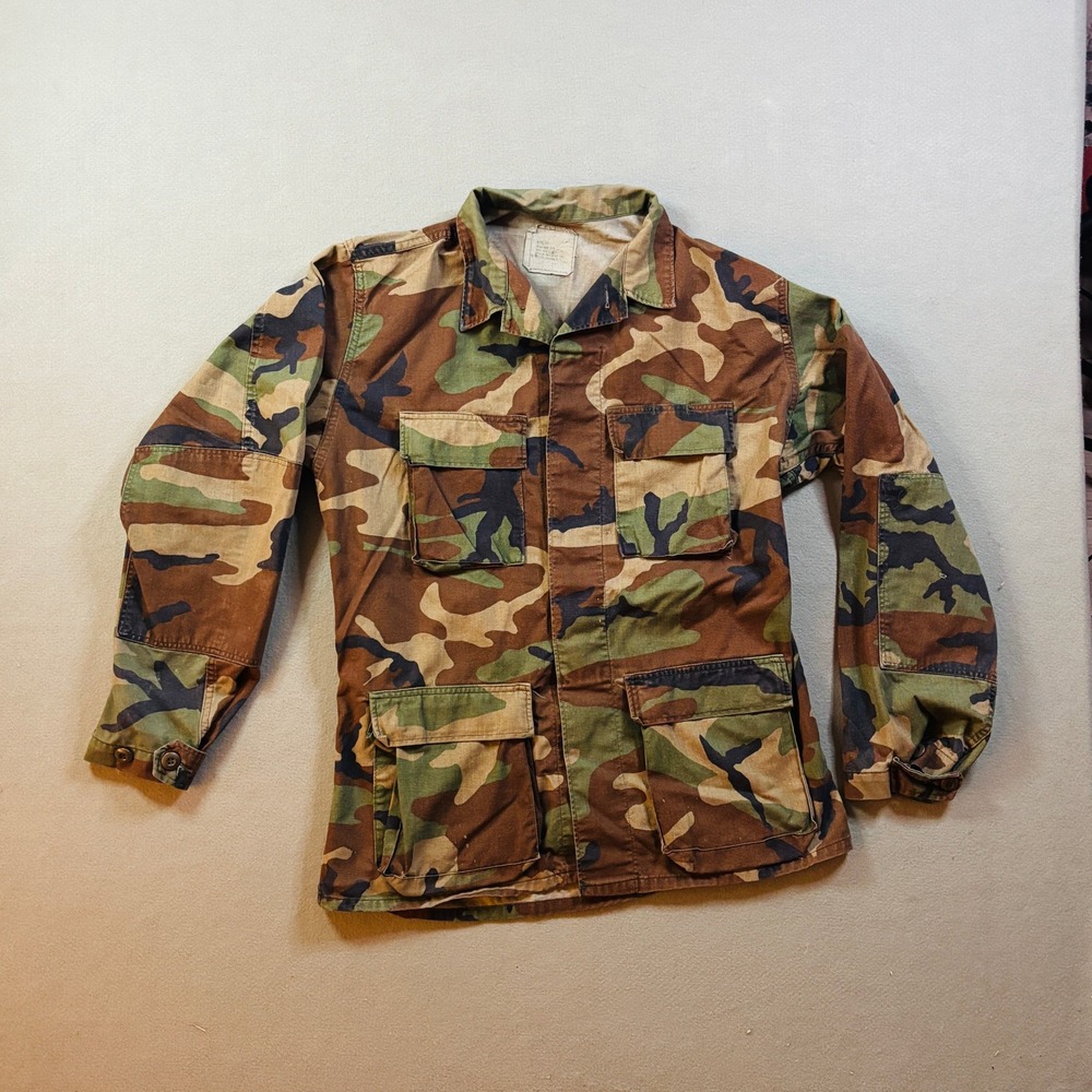 VTG US Military Woodland Camo BDU Field Jacket Medium Long Army